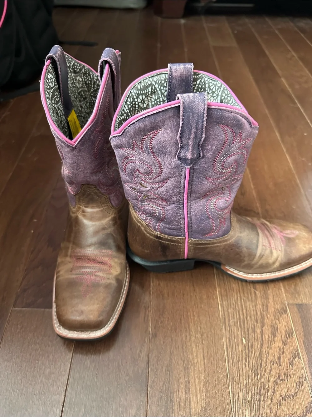 Dan Post Kids Brown Foot Purple Shaft Western Boots